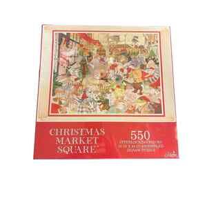 Gibson 550 piece Jigsaw Puzzle Christmas Market Square Bears Mice 18" x 24" New